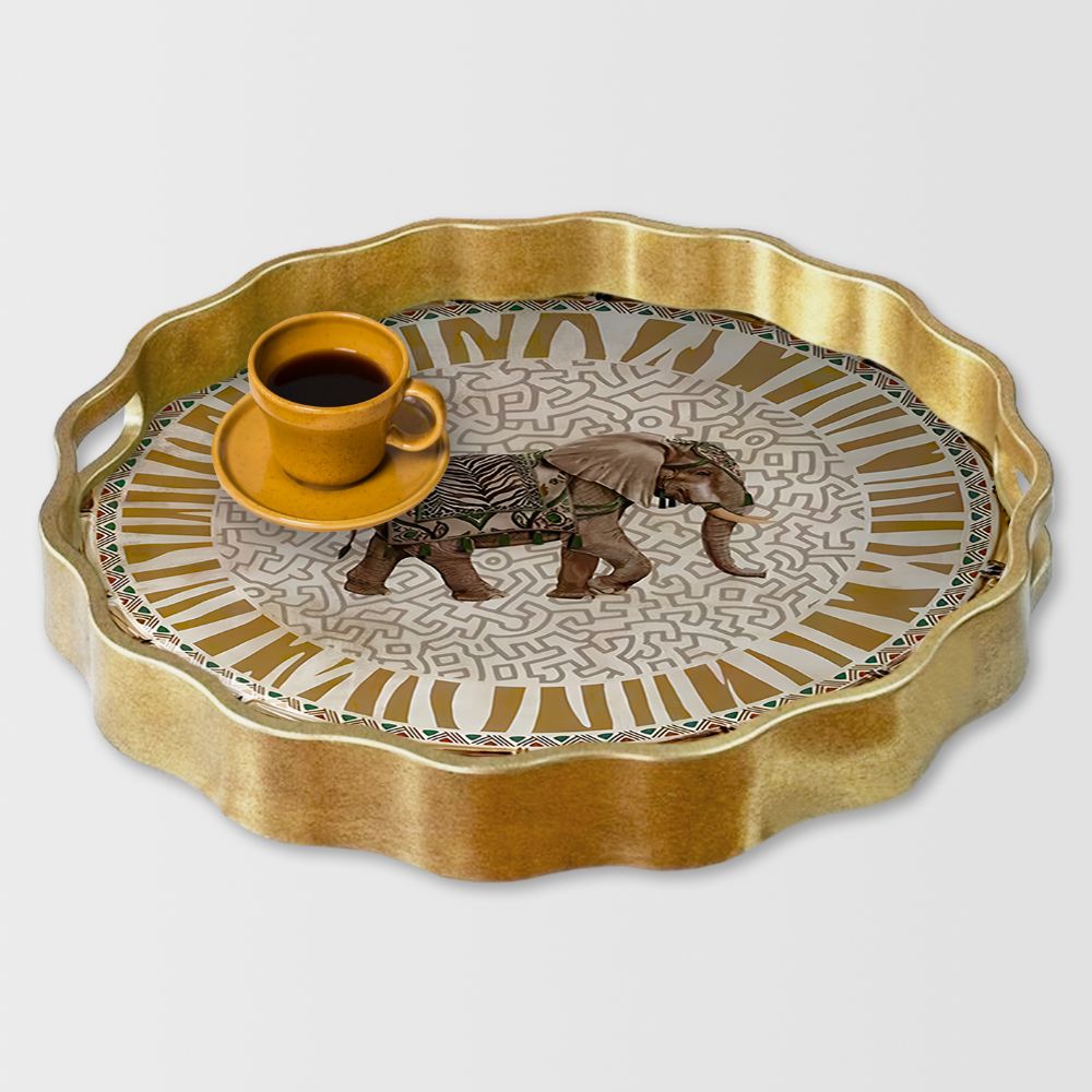 Alt�n Yuvarlak L�ks Tepsi